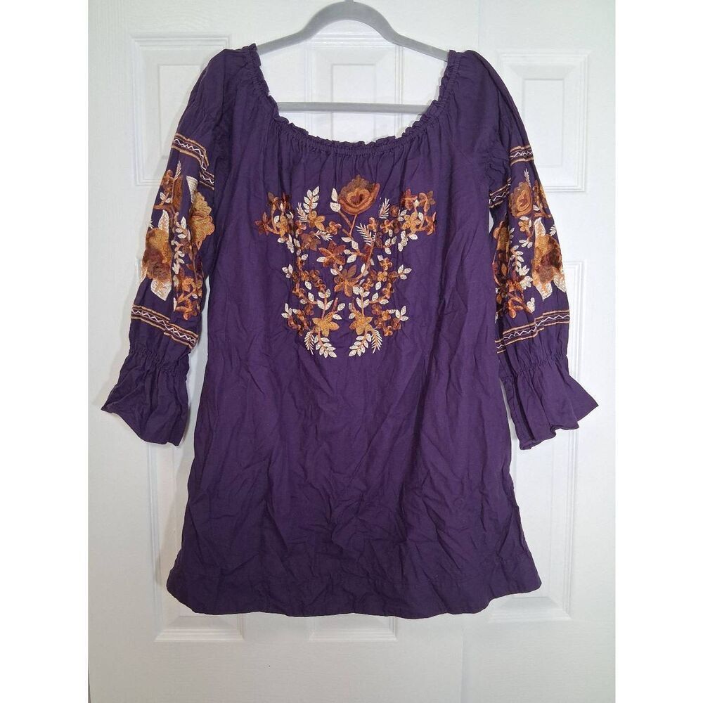Free People womens medium boho shift dress peasant cottagecore purple fairy